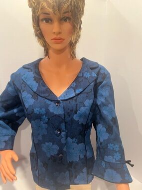 Vintage Sag Harbor Women’s Blue Floral Button-Front Jacket